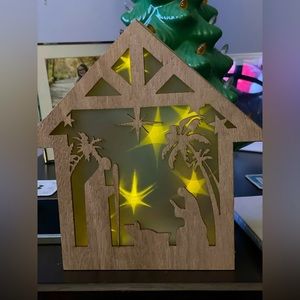 Plow & Hearth Light Up Wooden Nativity